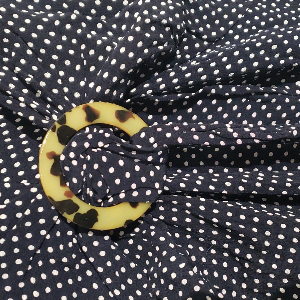 Polka Dot Wrap Dress v neck  knot front long sleeve.  size 14 - Picture 2 of 8